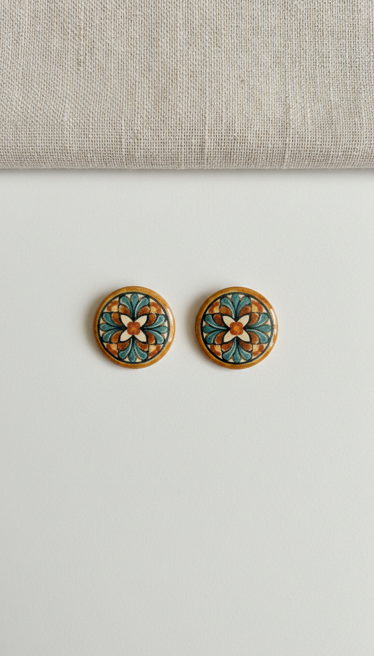 Aretes de cerámica estilo Talavera
