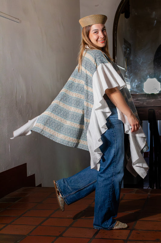 Ruana Prisma azul | Diseño mexicano artesanal, pieza única