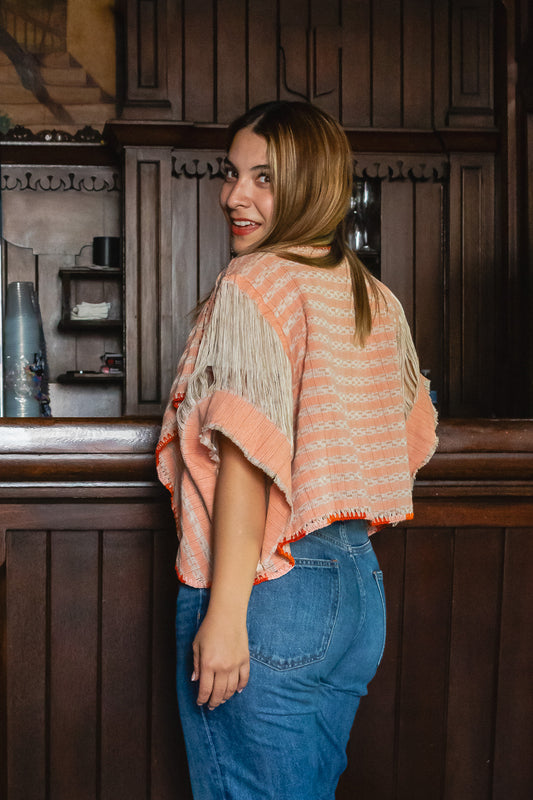 Torera Prisma Naranja | Moda Mexicana artesanal, pieza única - Nativa de Corazón