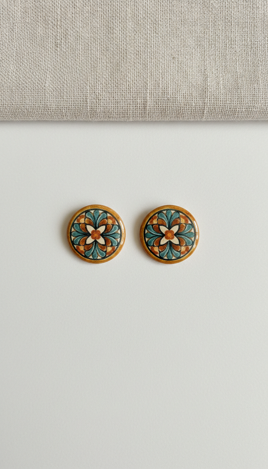 Aretes de cerámica estilo Talavera
