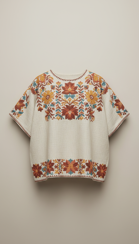 Blusa de lino con bordado artesanal