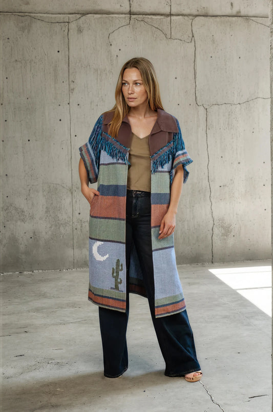 Chaleco Alba con cactus, moda artesanal (pieza única) - Nativa de Corazón