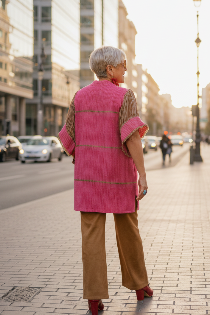Chaleco Sicarú, que puede ser vestido. 100% artesanal con textil tejido en telar de pedal con hilos de algodón (piezas únicas) - Nativa de Corazón.
