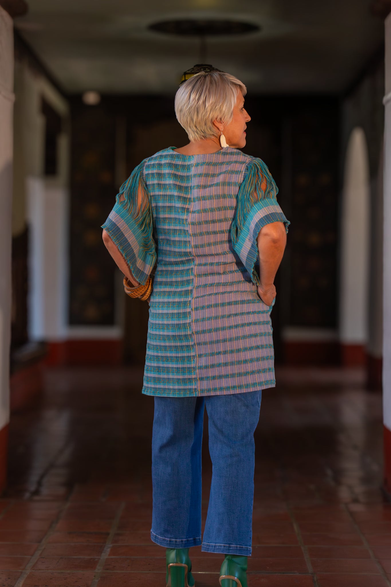 Vestido Pavón manga deshilada PAV21 | Moda Artesanal Mexicana