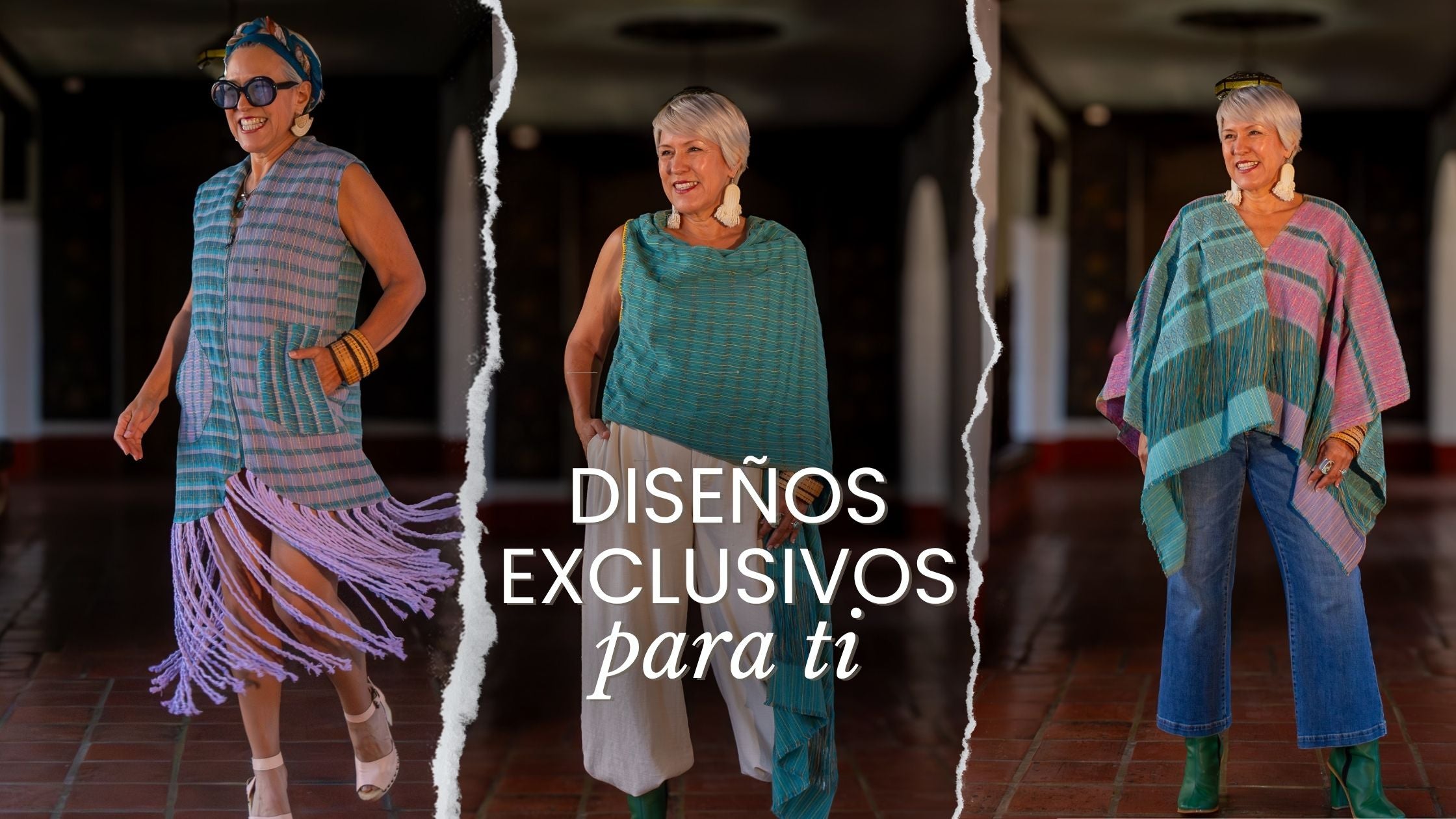 En la portada se muestras 3 prendas únicas e irrepetibles de la más reciente base en el telar llamada Pavón.